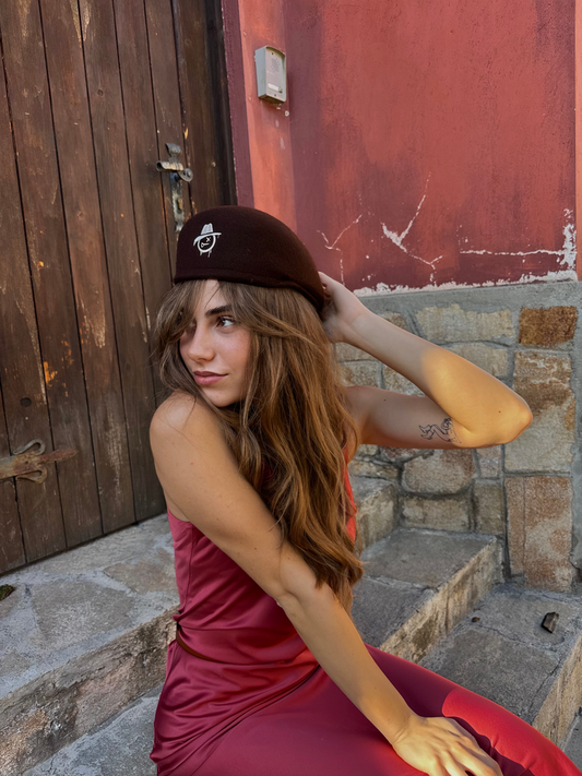 MAD FLAT wool cap in brown