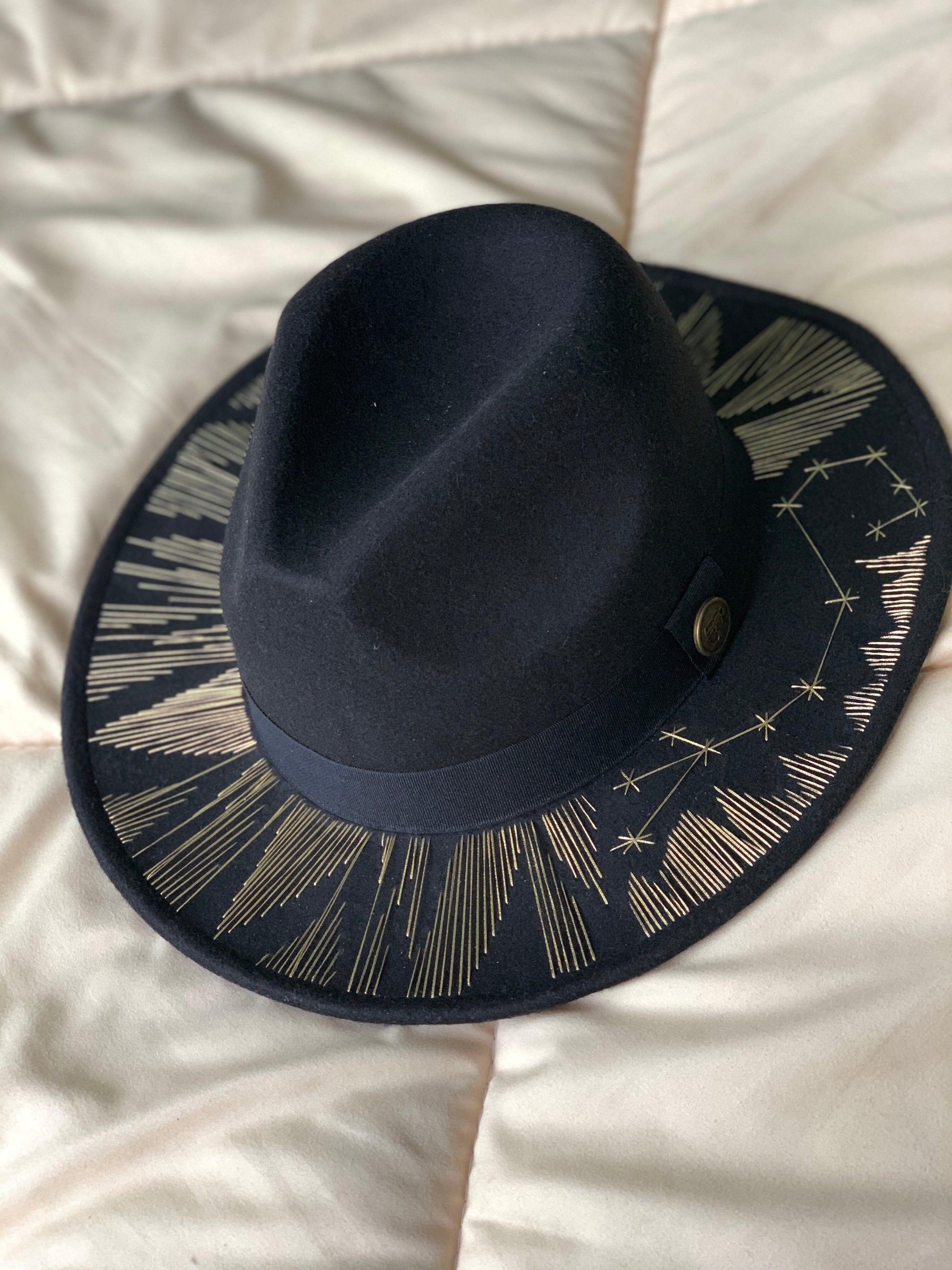 Шапка Федора "Consellations" Ludata Shapkarka черна сребърни шевове