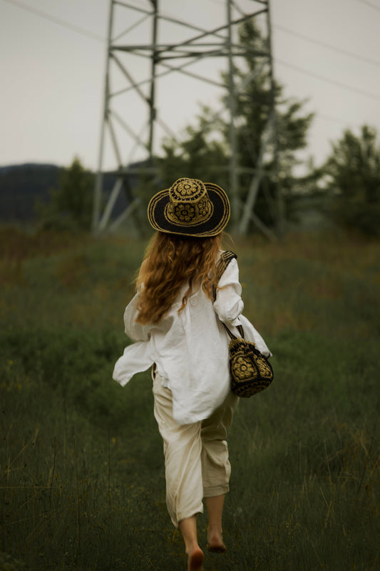 Шапка и чанта от рафия "Straw Daisy" madhatter