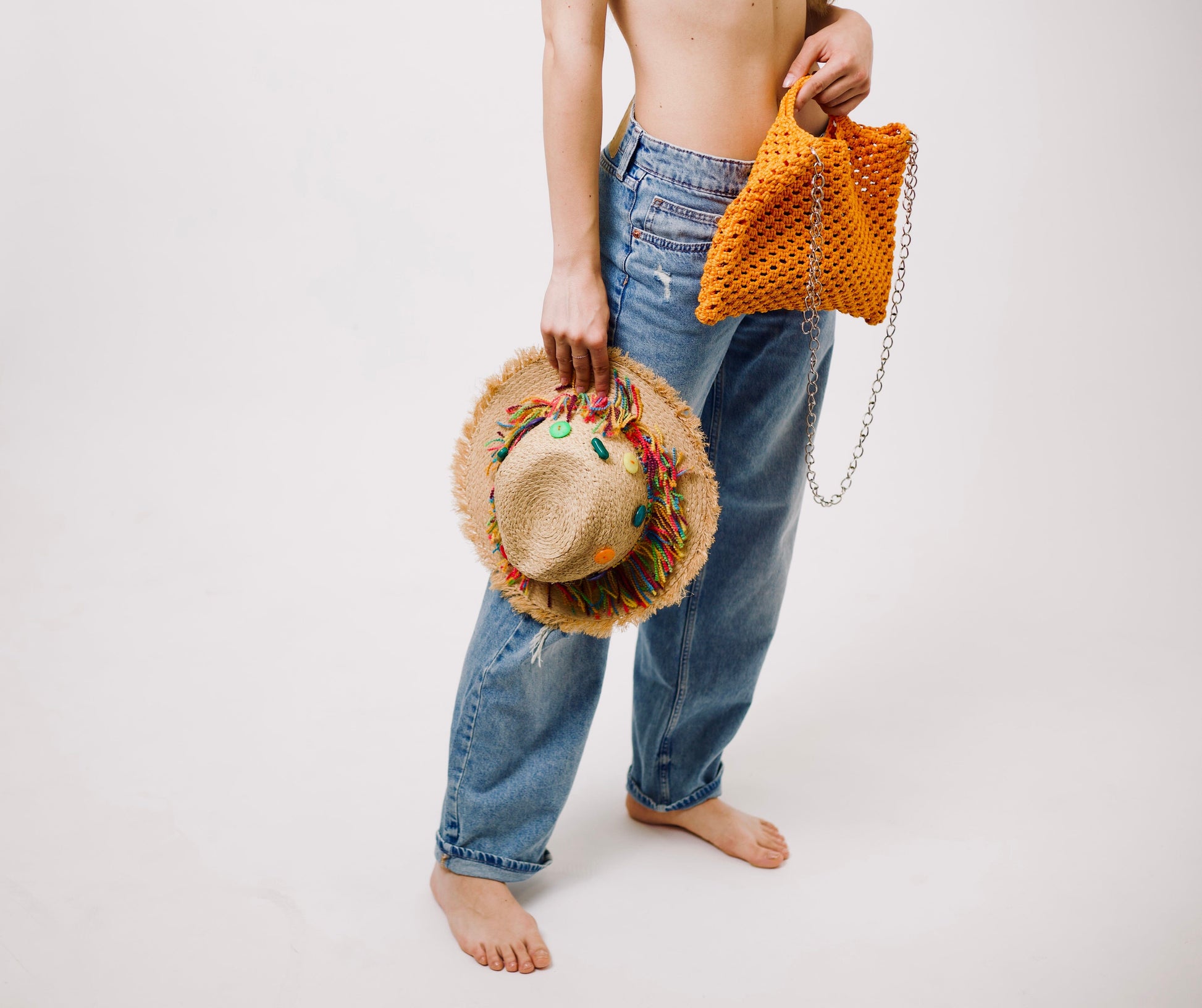 Сламена шапка "Colorful Buttons" madhatter