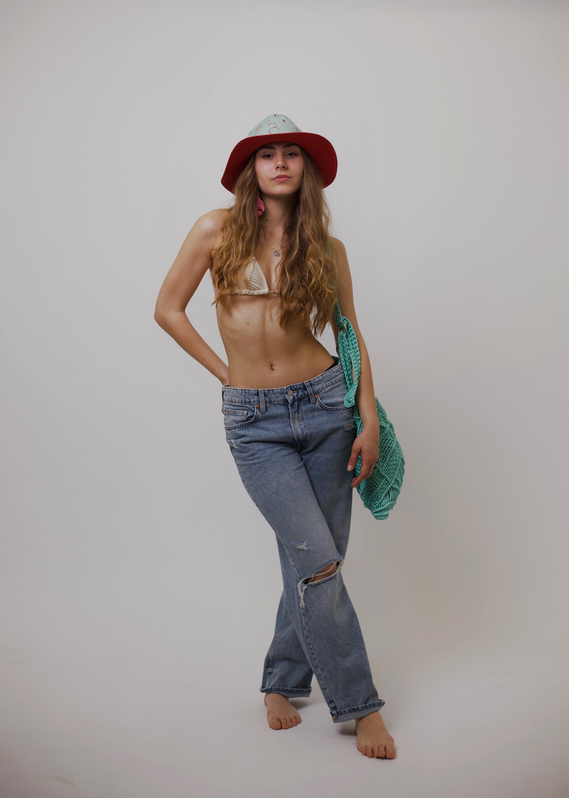 Сламена шапка "Red and Mint" madhatter